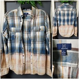 Hand-bleached mens fit flannel